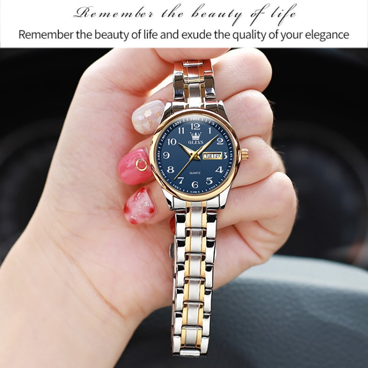 OLEVS 5567 Women Steel Strap Waterproof Quartz Watch(Blue) - Metal Strap Watches by OLEVS | Online Shopping South Africa | PMC Jewellery