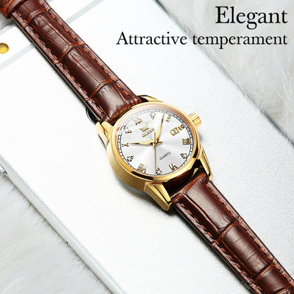 OLEVS 6896 Women Multifunctional Luminous Waterproof Quartz Watch(White) - Leather Strap Watches by OLEVS | Online Shopping South Africa | PMC Jewellery