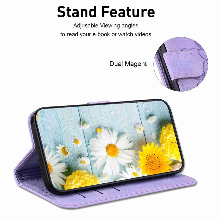 For OPPO A98 5G / F23 5G India Lily Embossed Leather Phone Case(Purple) - free shipping - PMC TechLife - Order now!