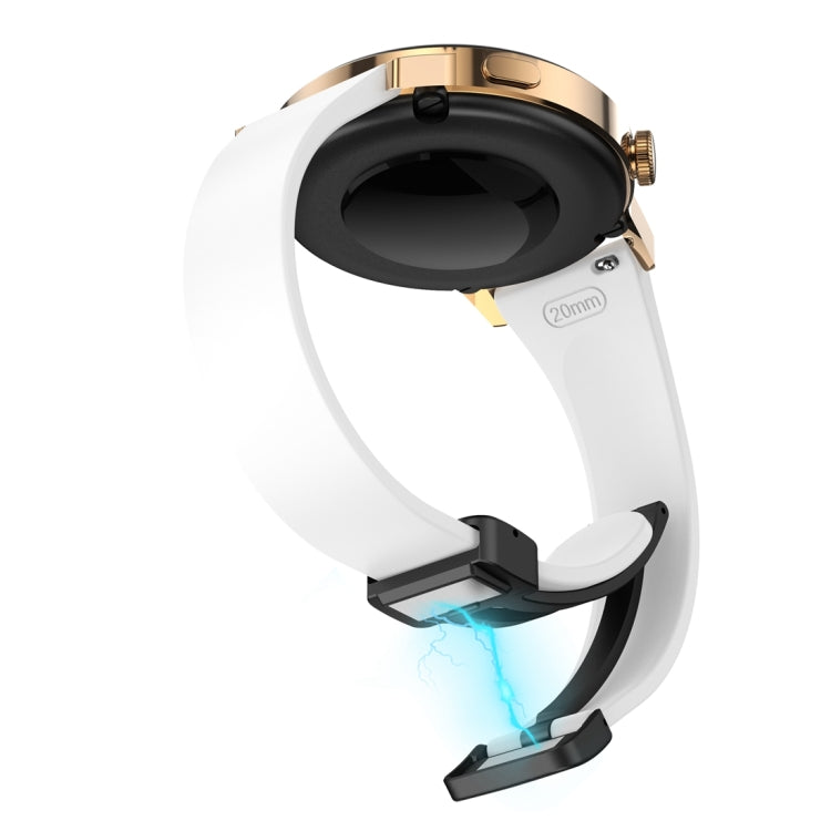 For Samsung Galaxy Watch 6 / 6 Classic Magnetic Black Buckle Slim Silicone Watch Band(White) - Watch Bands by PMC TechLife | Online Shopping South Africa | PMC TechLife