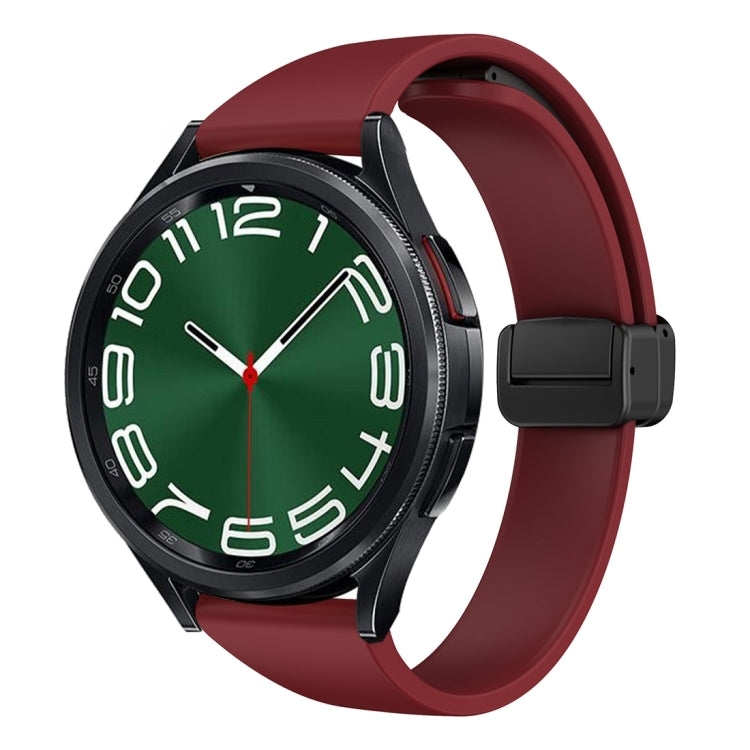 For Samsung Galaxy Watch 6 / 6 Classic Magnetic Black Buckle Slim Silicone Watch Band(Wine Red) - Watch Bands by PMC TechLife | Online Shopping South Africa | PMC TechLife