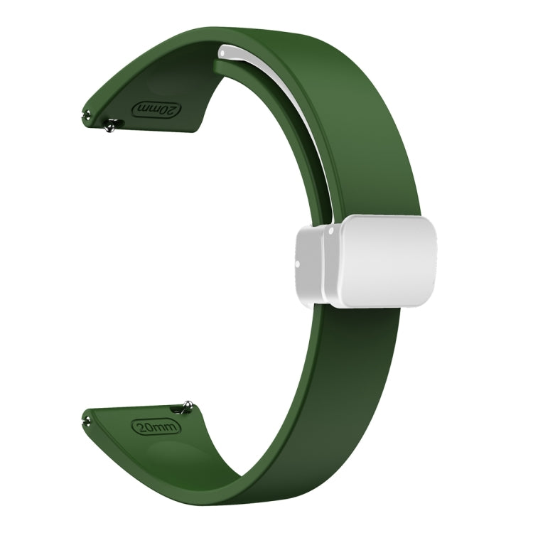For Samsung Galaxy Watch 6 / 6 Classic Magnetic Silver Buckle Slim Silicone Watch Band(Army Green) - Watch Bands by PMC TechLife | Online Shopping South Africa | PMC TechLife