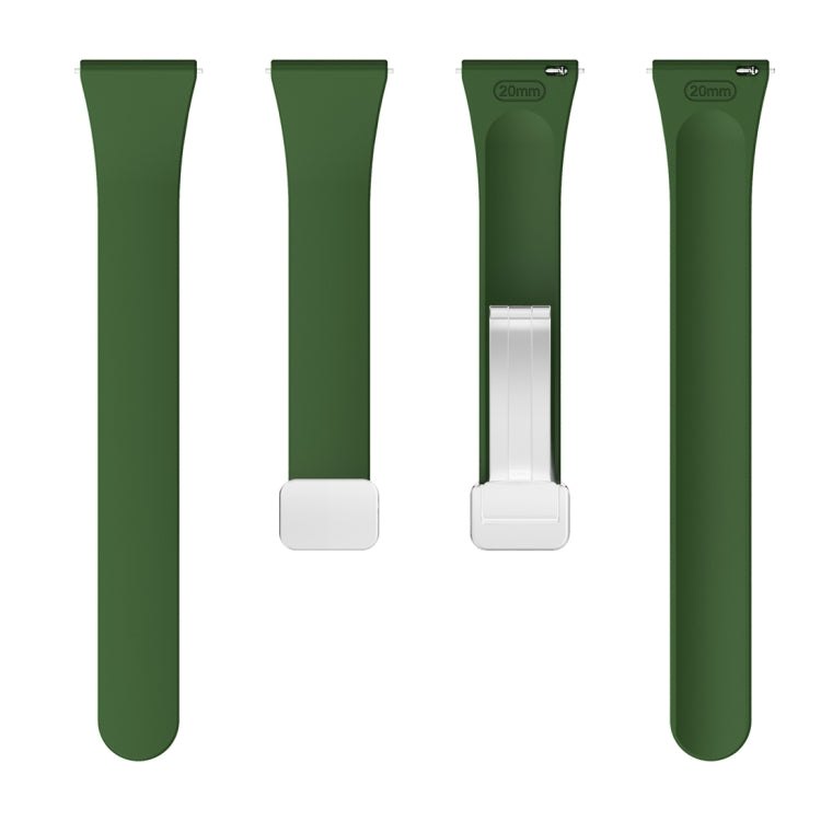 For Samsung Galaxy Watch 6 / 6 Classic Magnetic Silver Buckle Slim Silicone Watch Band(Army Green) - Watch Bands by PMC TechLife | Online Shopping South Africa | PMC TechLife