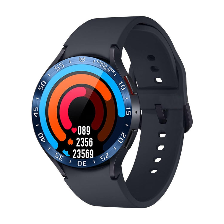 For Samsung Galaxy Watch6 Classic 43mm A Style Smart Watch Steel Ring Protective Frame(Blue) - Watch Cases by PMC TechLife | Online Shopping South Africa | PMC TechLife