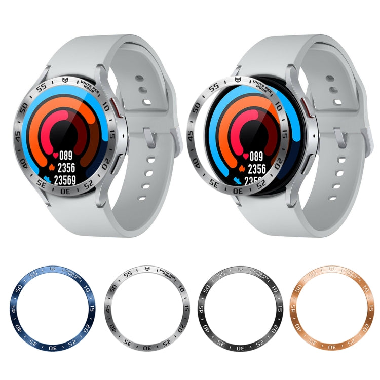 For Samsung Galaxy Watch6 Classic 43mm A Style Smart Watch Steel Ring Protective Frame(Blue) - Watch Cases by PMC TechLife | Online Shopping South Africa | PMC TechLife