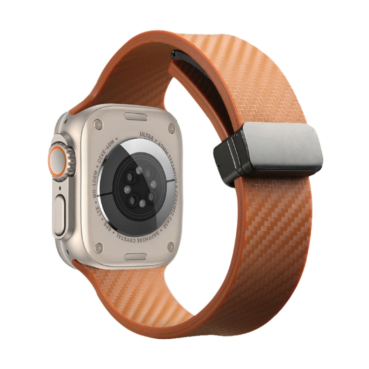 For Apple Watch 5 40mm Carbon Fiber Pattern Magnetic Buckle Silicone Watch Band(Brown) - free shipping - PMC TechLife - Order now!