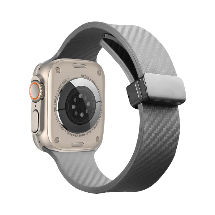 For Apple Watch 4 44mm Carbon Fiber Pattern Magnetic Buckle Silicone Watch Band(Grey) - Watch Bands by PMC TechLife | Online Shopping South Africa | PMC TechLife