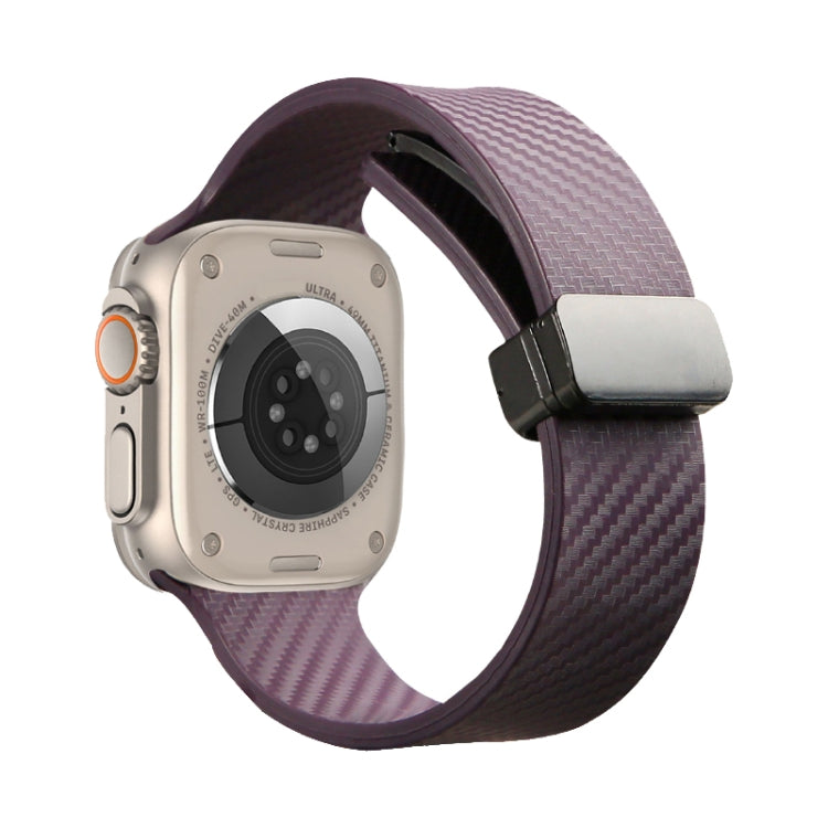 For Apple Watch 4 40mm Carbon Fiber Pattern Magnetic Buckle Silicone Watch Band(Purple) - Watch Bands by PMC TechLife | Online Shopping South Africa | PMC TechLife