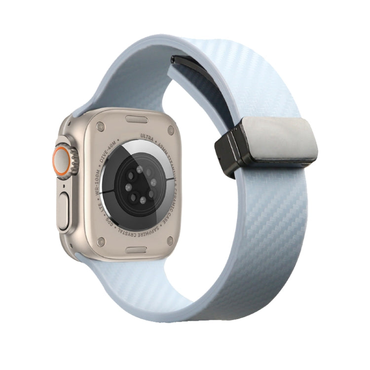 For Apple Watch 4 40mm Carbon Fiber Pattern Magnetic Buckle Silicone Watch Band(Sky Blue) - Watch Bands by PMC TechLife | Online Shopping South Africa | PMC TechLife