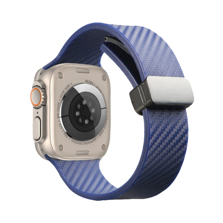 For Apple Watch 2 42mm Carbon Fiber Pattern Magnetic Buckle Silicone Watch Band(Royal Blue) - Watch Bands by PMC TechLife | Online Shopping South Africa | PMC TechLife