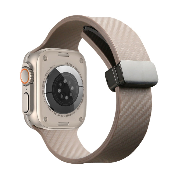 For Apple Watch 38mm Carbon Fiber Pattern Magnetic Buckle Silicone Watch Band(Apricot Color) - free shipping - PMC TechLife - Order now!