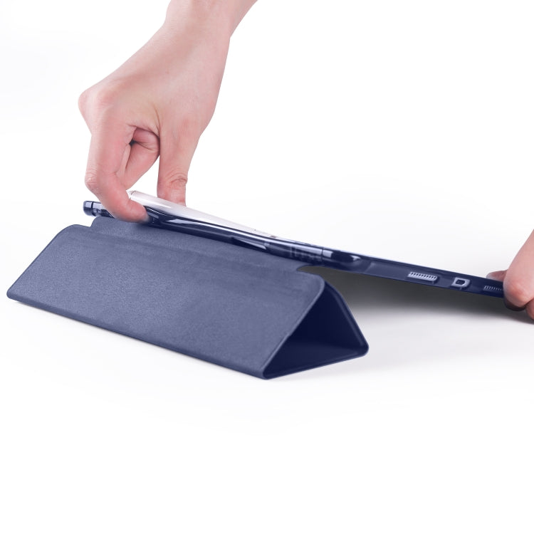 For iPad Pro 10.5 inch / Air 3 10.5 inch 3-folding Horizontal Flip PU Leather + Shockproof TPU Case with Holder & Pen Slot(Dark Blue) - free shipping - PMC TechLife - Order now!