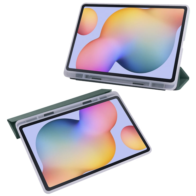 For Samsung Galaxy Tab S6 Lite P610 3-folding Horizontal Flip PU Leather + Shockproof TPU Case with Holder & Pen Slot(Pine Green) - Tab S6 Lite P610 / P615 by PMC TechLife | Online Shopping South Africa | PMC TechLife
