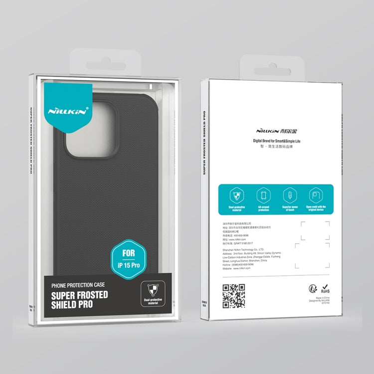 For iPhone 15 Pro NILLKIN Frosted Shield Pro PC + TPU Phone Case(Blue) - free shipping - PMC TechLife - Order now!