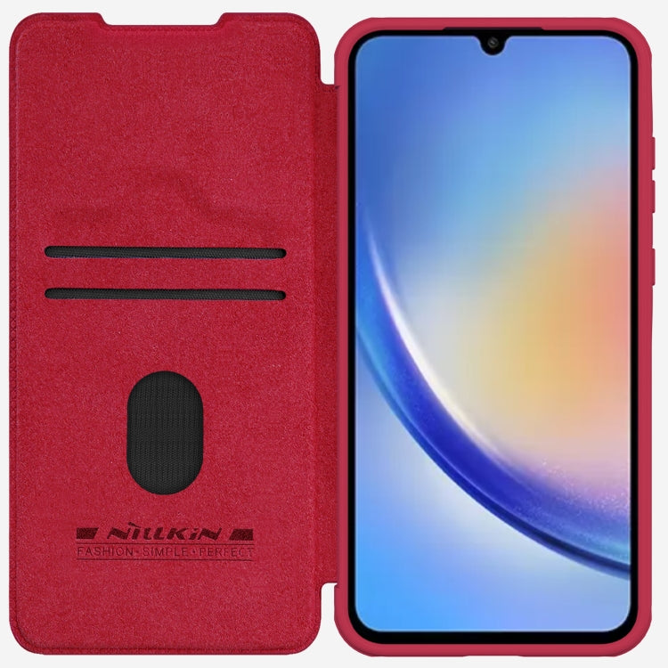 For Samsung Galaxy A55 NILLKIN QIN Series Pro Sliding Camera Cover Design Leather Phone Case(Red) - Galaxy Phone Cases by NILLKIN | Online Shopping South Africa | PMC Jewellery