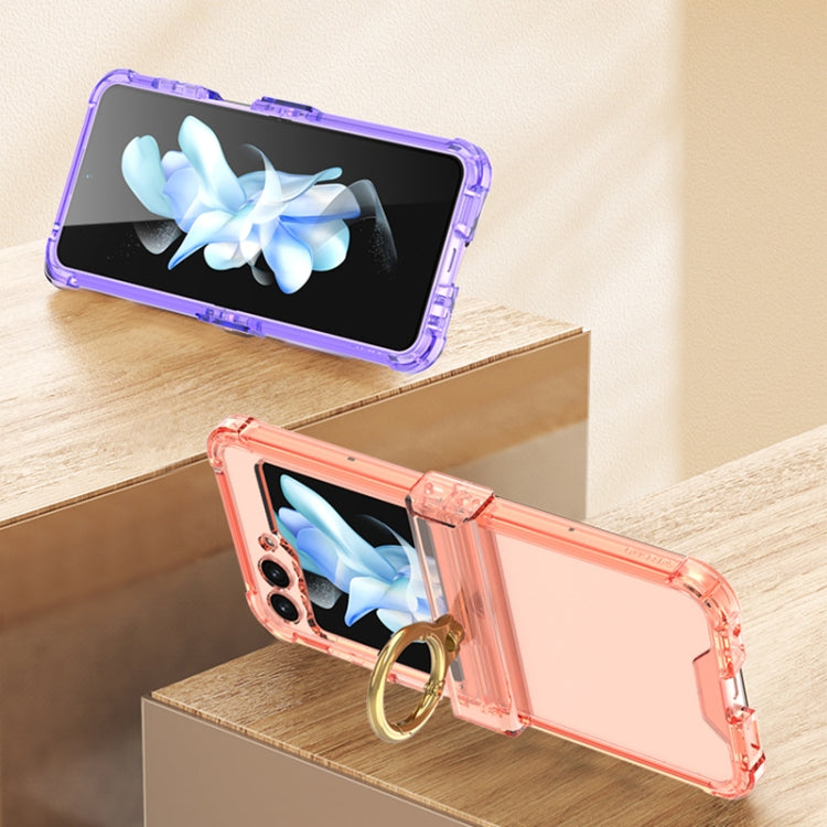 For Samsung Galaxy Z Flip5 Gkk Airbag Hinge Silicone Phone Case with Ring Holder(Transparent Purple) - Galaxy Z Flip5 Cases by GKK | Online Shopping South Africa | PMC Jewellery