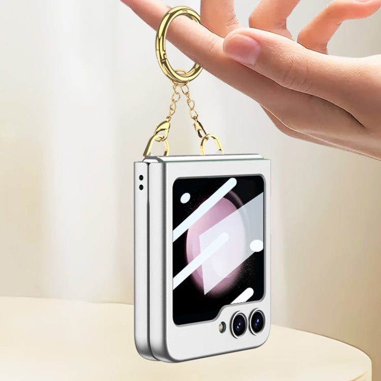 For Samsung Galaxy Z Flip5 GKK Integrated Necklace Hinged Flip Phone Case with Ring Holder(Pink) - Galaxy Z Flip5 Cases by GKK | Online Shopping South Africa | PMC Jewellery