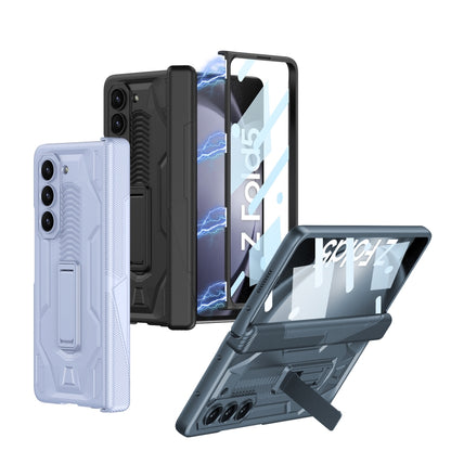 For Samsung Galaxy Z Fold5 GKK Integrated Magnetic Armor Flip Phone Case with Holder(Black) - Galaxy Z Fold5 Cases by GKK | Online Shopping South Africa | PMC Jewellery