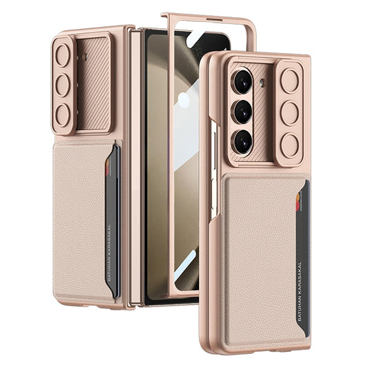 For Samsung Galaxy Z Fold5 GKK Integrated Ultra-thin Sliding Window Folding Phone Case with Card Holder(Misty Gold) - Galaxy Z Fold5 Cases by GKK | Online Shopping South Africa | PMC Jewellery