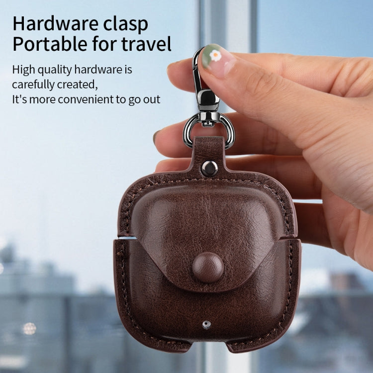 For Huawei FreeBuds SE 2 / SE 3 Leather TWS Earphone Protective Case with Hook(Light Brown) - Huawei Earphone Case by PMC TechLife | Online Shopping South Africa | PMC TechLife | Buy Now Pay Later Mobicred