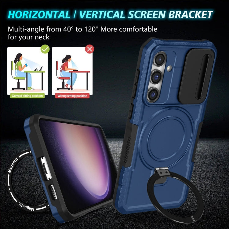 For Samsung Galaxy S23 FE 5G Sliding Camshield Magsafe Holder TPU Hybrid PC Phone Case(Royal Blue) - Galaxy S23 FE 5G Cases by PMC TechLife | Online Shopping South Africa | PMC TechLife