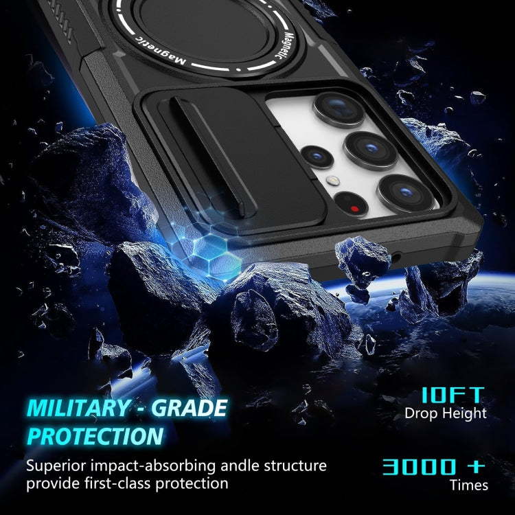 For Samsung Galaxy S23 Ultra 5G Sliding Camshield Magsafe Holder TPU Hybrid PC Phone Case(Black) - Galaxy S23 Ultra 5G Cases by PMC TechLife | Online Shopping South Africa | PMC TechLife