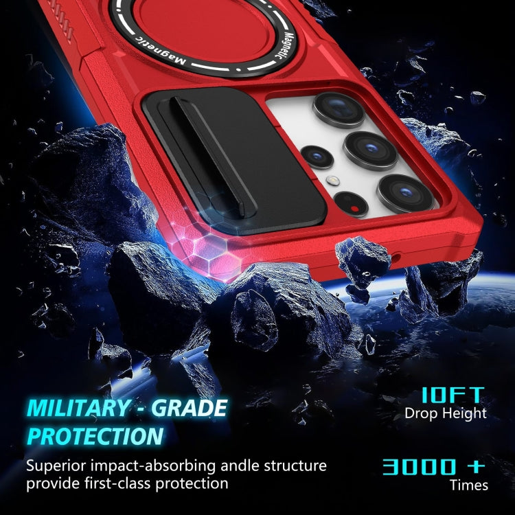 For Samsung Galaxy S23 Ultra 5G Sliding Camshield Magsafe Holder TPU Hybrid PC Phone Case(Red) - Galaxy S23 Ultra 5G Cases by PMC TechLife | Online Shopping South Africa | PMC TechLife