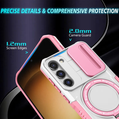 For Samsung Galaxy S23+ 5G Sliding Camshield Magsafe Holder TPU Hybrid PC Phone Case(Pink White) - Galaxy S23+ 5G Cases by PMC Jewellery | Online Shopping South Africa | PMC Jewellery