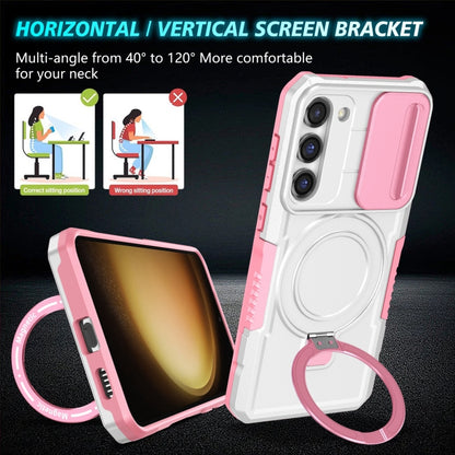 For Samsung Galaxy S23+ 5G Sliding Camshield Magsafe Holder TPU Hybrid PC Phone Case(Pink White) - Galaxy S23+ 5G Cases by PMC Jewellery | Online Shopping South Africa | PMC Jewellery