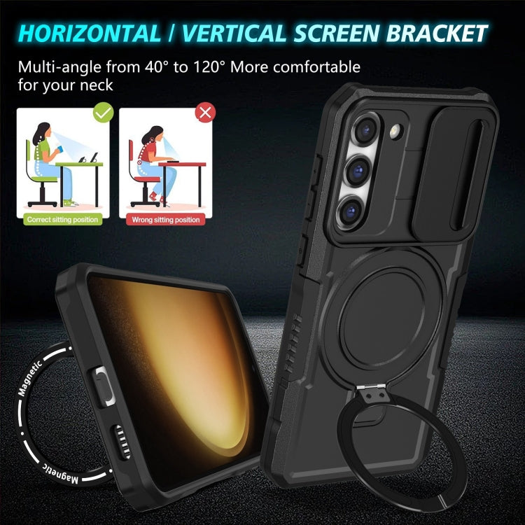 For Samsung Galaxy S23+ 5G Sliding Camshield Magsafe Holder TPU Hybrid PC Phone Case(Black) - Galaxy S23+ 5G Cases by PMC TechLife | Online Shopping South Africa | PMC TechLife | Buy Now Pay Later Mobicred