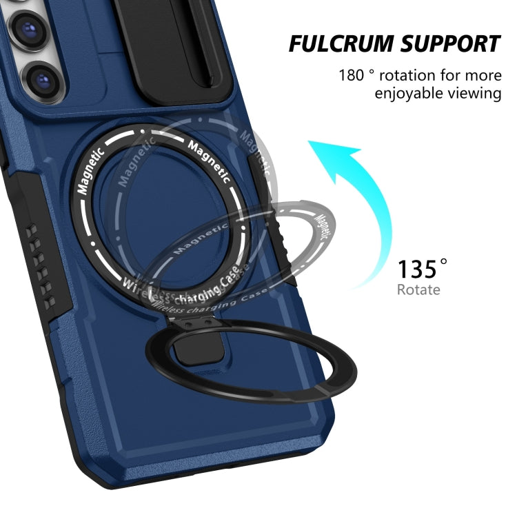 For Samsung Galaxy S23 5G Sliding Camshield Magsafe Holder TPU Hybrid PC Phone Case(Royal Blue) - Galaxy S23 5G Cases by PMC TechLife | Online Shopping South Africa | PMC TechLife