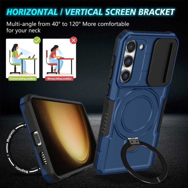 For Samsung Galaxy S23 5G Sliding Camshield Magsafe Holder TPU Hybrid PC Phone Case(Royal Blue) - Galaxy S23 5G Cases by PMC TechLife | Online Shopping South Africa | PMC TechLife