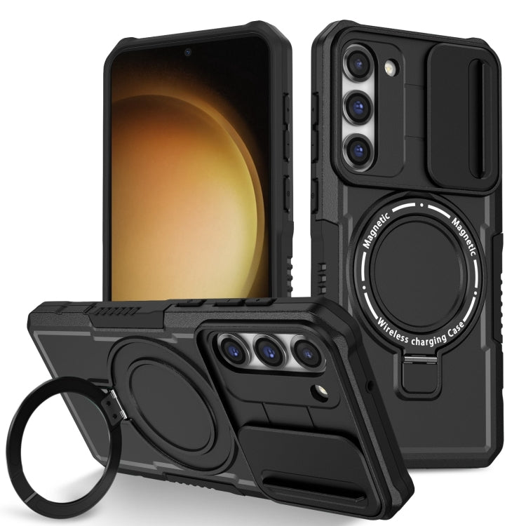 For Samsung Galaxy S23 5G Sliding Camshield Magsafe Holder TPU Hybrid PC Phone Case(Black) - Galaxy S23 5G Cases by PMC TechLife | Online Shopping South Africa | PMC TechLife