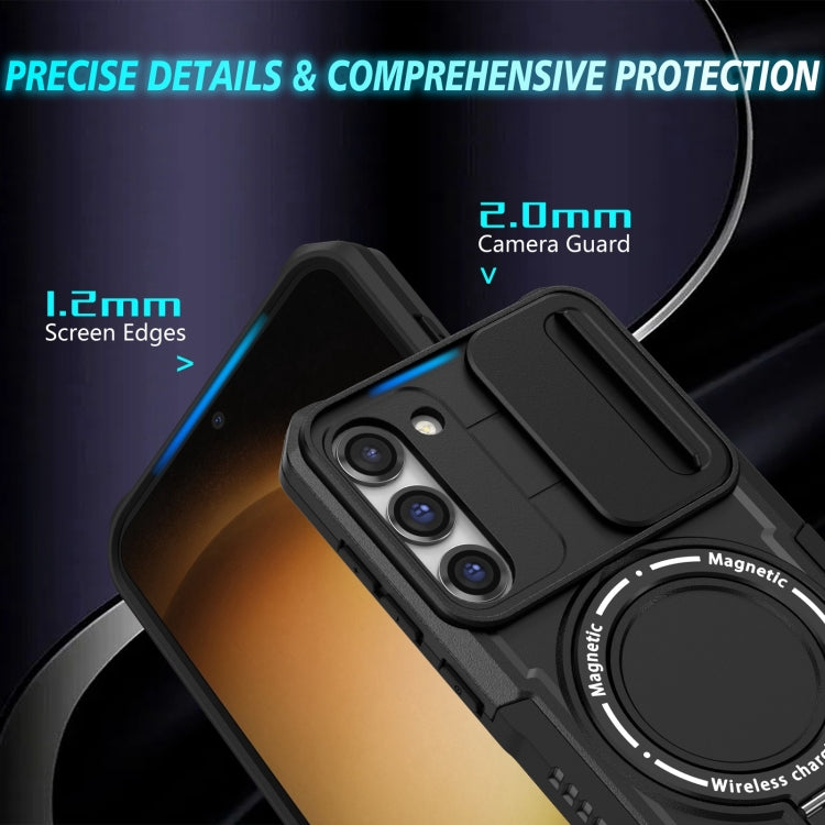 For Samsung Galaxy S23 5G Sliding Camshield Magsafe Holder TPU Hybrid PC Phone Case(Black) - Galaxy S23 5G Cases by PMC TechLife | Online Shopping South Africa | PMC TechLife