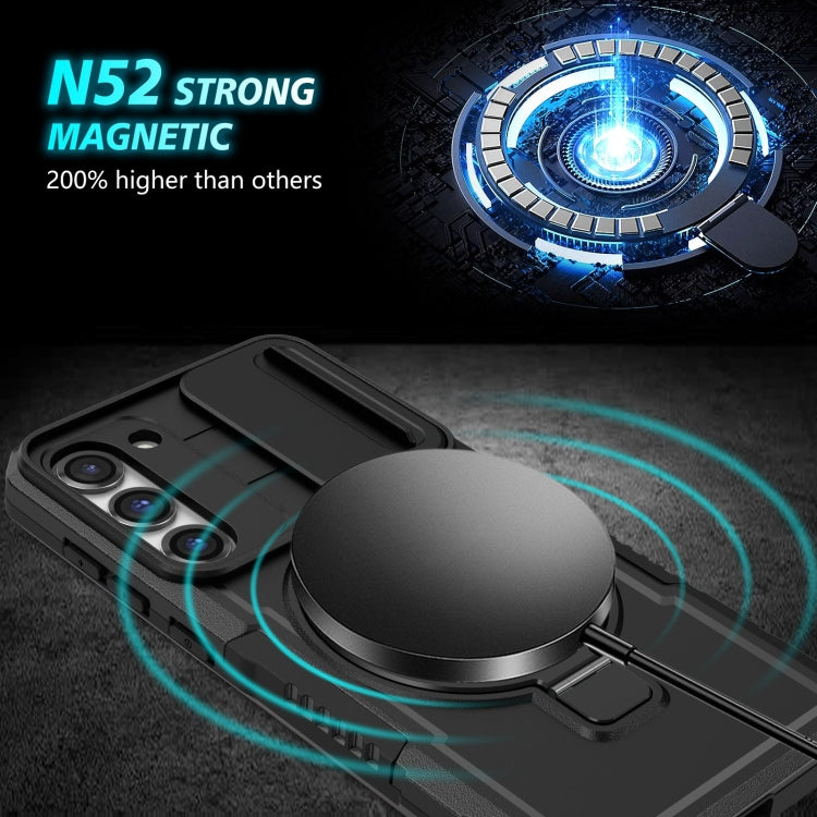 For Samsung Galaxy S23 5G Sliding Camshield Magsafe Holder TPU Hybrid PC Phone Case(Black) - Galaxy S23 5G Cases by PMC TechLife | Online Shopping South Africa | PMC TechLife