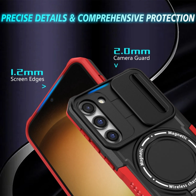 For Samsung Galaxy S23 5G Sliding Camshield Magsafe Holder TPU Hybrid PC Phone Case(Black Red) - Galaxy S23 5G Cases by PMC TechLife | Online Shopping South Africa | PMC TechLife