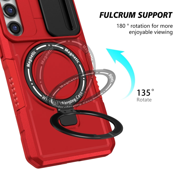 For Samsung Galaxy S23 5G Sliding Camshield Magsafe Holder TPU Hybrid PC Phone Case(Red) - Galaxy S23 5G Cases by PMC TechLife | Online Shopping South Africa | PMC TechLife