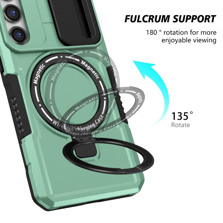 For Samsung Galaxy S23 5G Sliding Camshield Magsafe Holder TPU Hybrid PC Phone Case(Light Blue) - Galaxy S23 5G Cases by PMC TechLife | Online Shopping South Africa | PMC TechLife