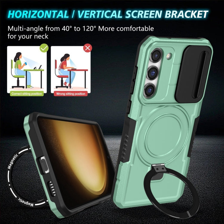 For Samsung Galaxy S23 5G Sliding Camshield Magsafe Holder TPU Hybrid PC Phone Case(Light Blue) - Galaxy S23 5G Cases by PMC TechLife | Online Shopping South Africa | PMC TechLife