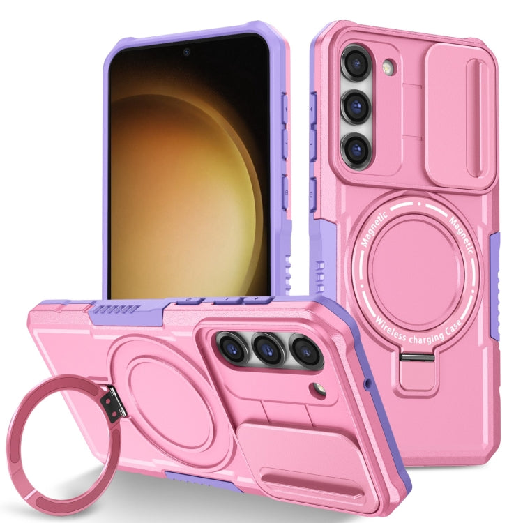 For Samsung Galaxy S23 5G Sliding Camshield Magsafe Holder TPU Hybrid PC Phone Case(Purple Pink) - Galaxy S23 5G Cases by PMC TechLife | Online Shopping South Africa | PMC TechLife