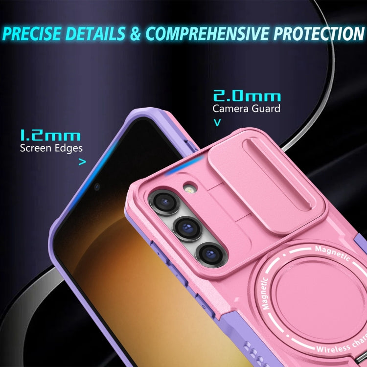 For Samsung Galaxy S23 5G Sliding Camshield Magsafe Holder TPU Hybrid PC Phone Case(Purple Pink) - Galaxy S23 5G Cases by PMC TechLife | Online Shopping South Africa | PMC TechLife