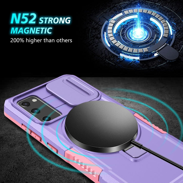For Samsung Galaxy S20 FE Sliding Camshield Magsafe Holder TPU Hybrid PC Phone Case(Pink Purple) - Galaxy Phone Cases by PMC TechLife | Online Shopping South Africa | PMC TechLife