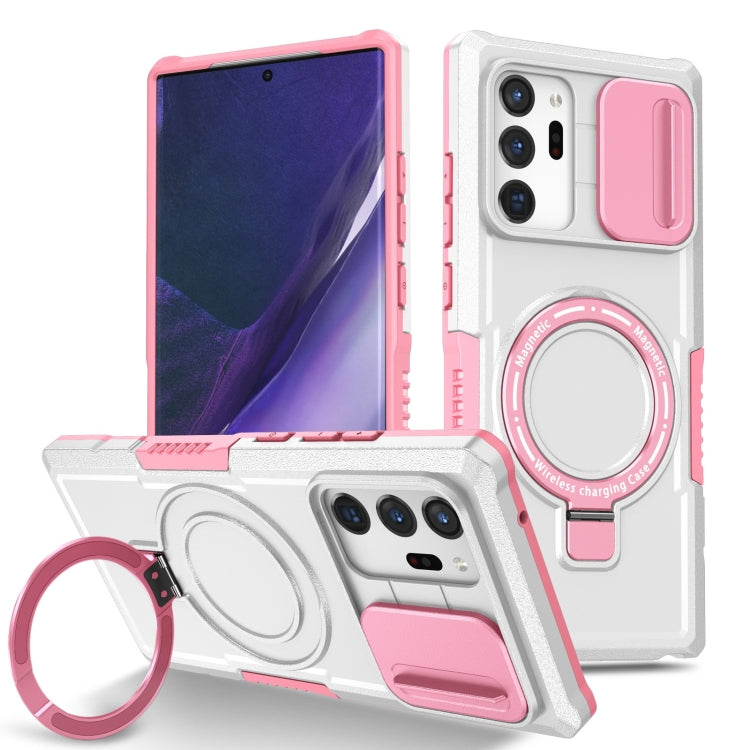 For Samsung Galaxy Note20 Ultra Sliding Camshield Magsafe Holder TPU Hybrid PC Phone Case(Pink White) - Galaxy Note20 Ultra Cases by PMC TechLife | Online Shopping South Africa | PMC TechLife
