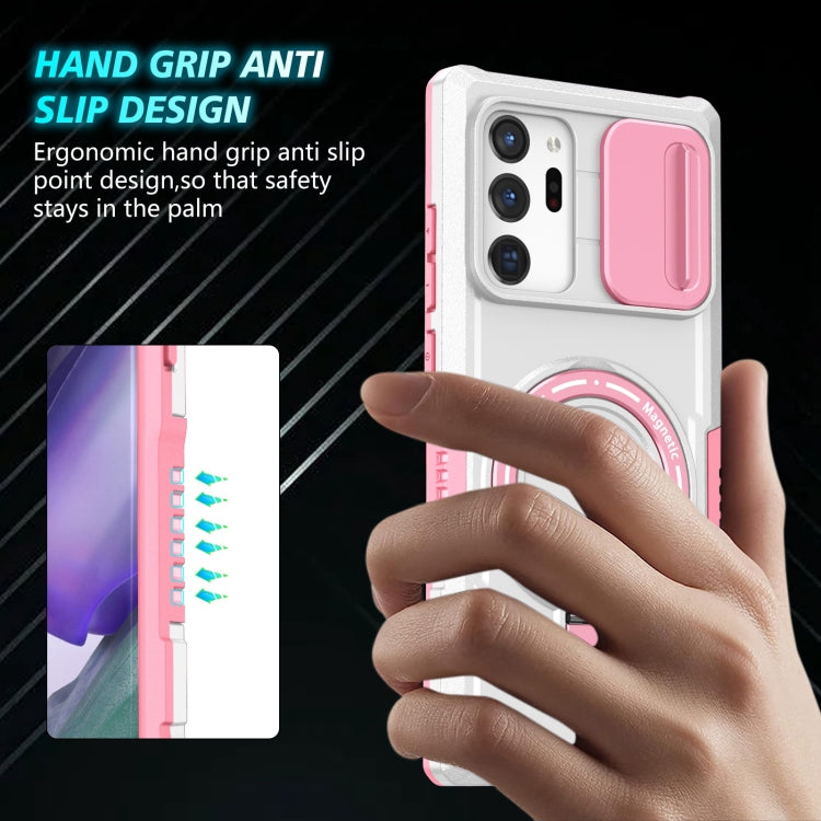 For Samsung Galaxy Note20 Ultra Sliding Camshield Magsafe Holder TPU Hybrid PC Phone Case(Pink White) - Galaxy Note20 Ultra Cases by PMC TechLife | Online Shopping South Africa | PMC TechLife