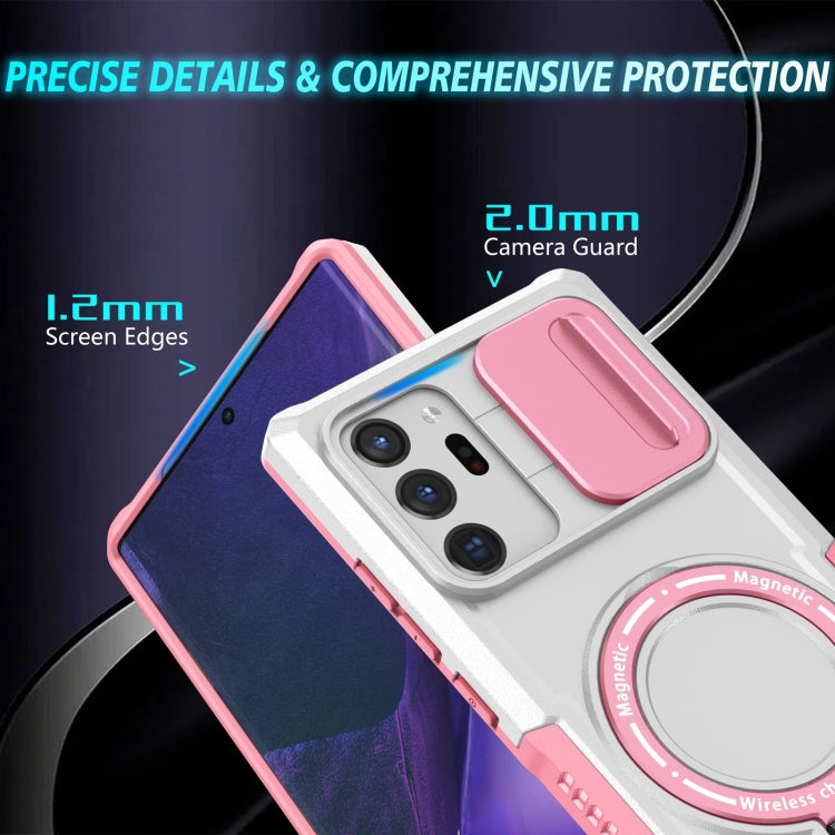 For Samsung Galaxy Note20 Ultra Sliding Camshield Magsafe Holder TPU Hybrid PC Phone Case(Pink White) - Galaxy Note20 Ultra Cases by PMC TechLife | Online Shopping South Africa | PMC TechLife