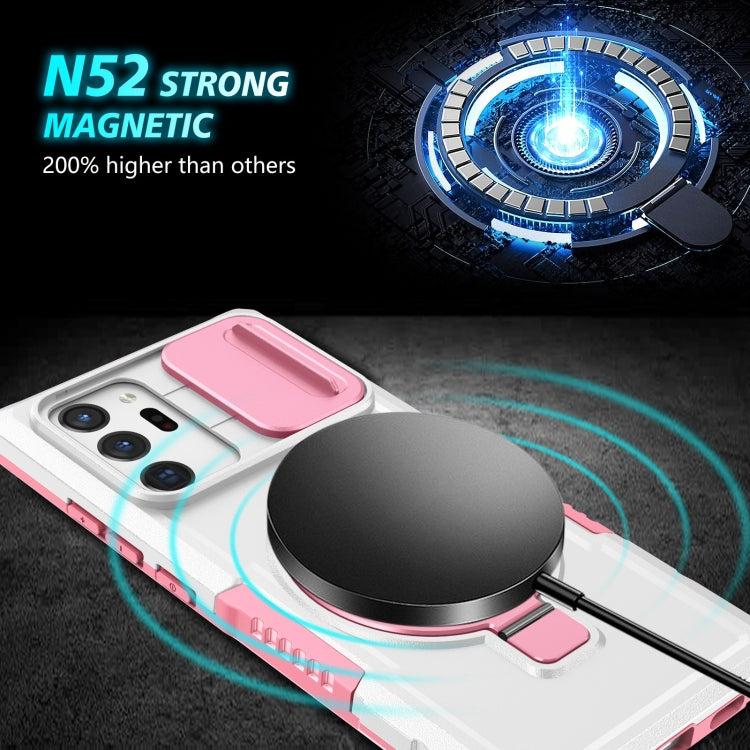 For Samsung Galaxy Note20 Ultra Sliding Camshield Magsafe Holder TPU Hybrid PC Phone Case(Pink White) - Galaxy Note20 Ultra Cases by PMC TechLife | Online Shopping South Africa | PMC TechLife