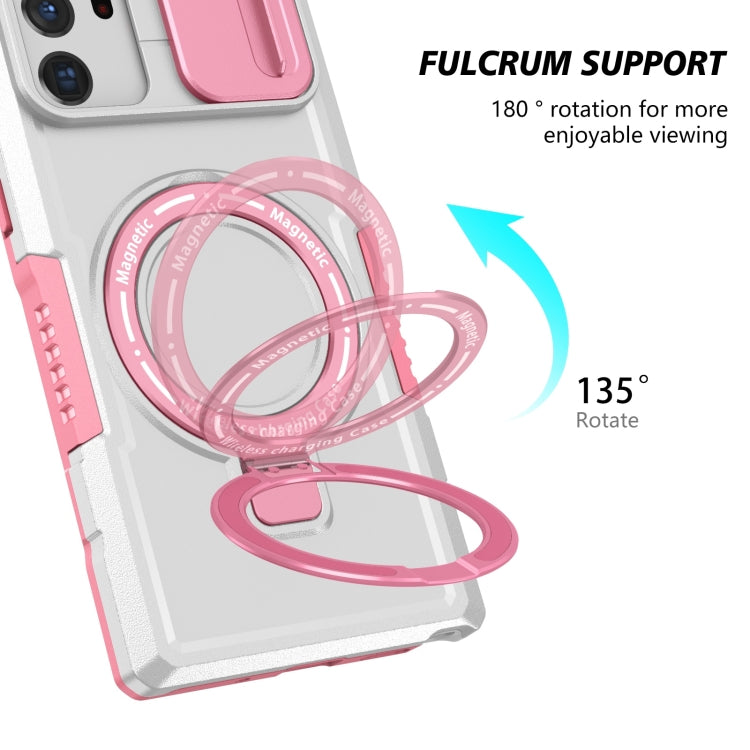 For Samsung Galaxy Note20 Ultra Sliding Camshield Magsafe Holder TPU Hybrid PC Phone Case(Pink White) - Galaxy Note20 Ultra Cases by PMC TechLife | Online Shopping South Africa | PMC TechLife