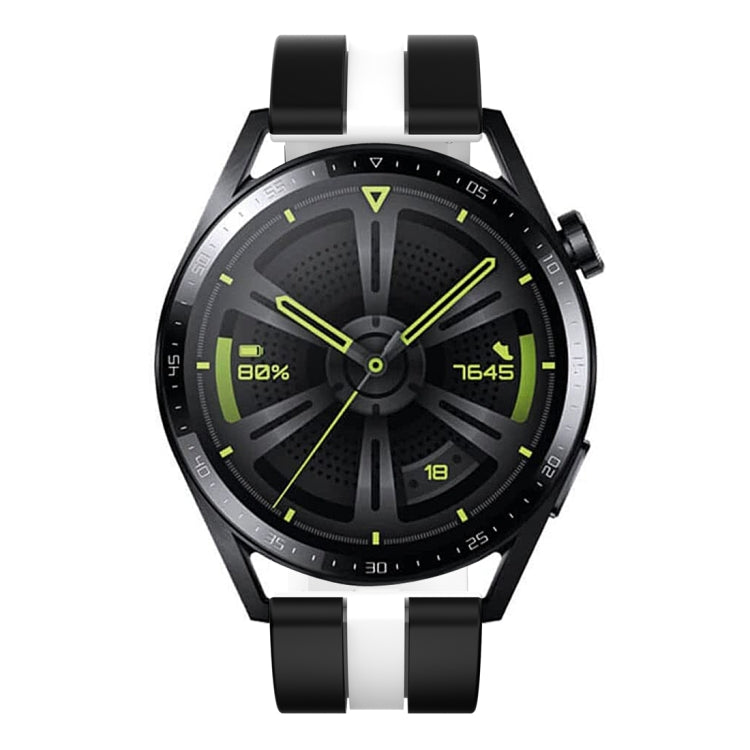 For Huawei Watch GT 3 / GT 3 Pro Vertical Two Color Silicone Watch Band(Black+White) - Watch Bands by PMC TechLife | Online Shopping South Africa | PMC TechLife