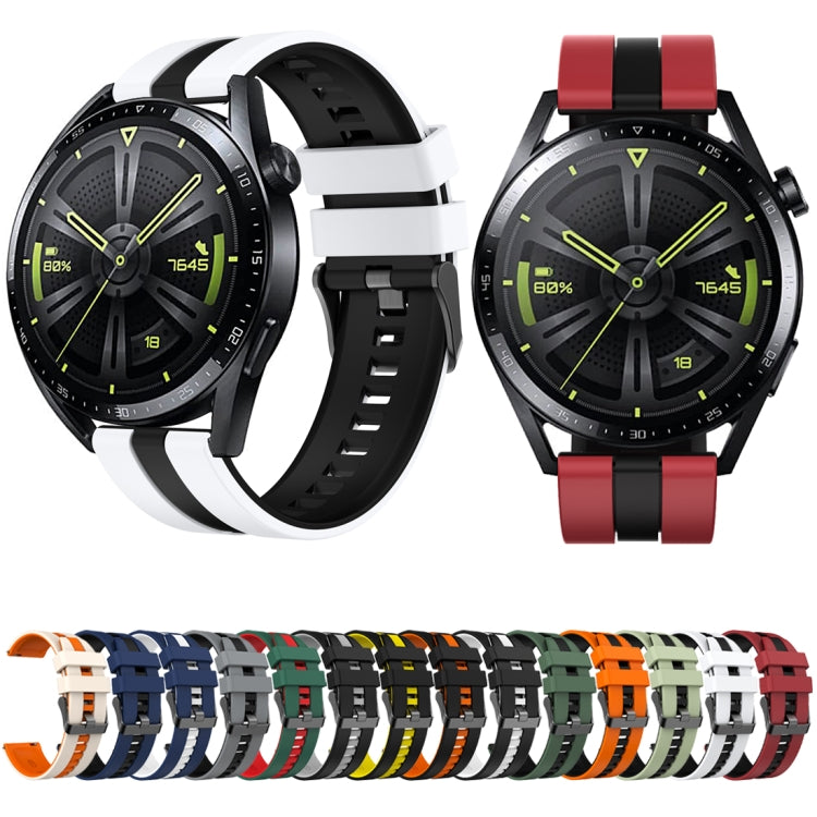 For Huawei Watch GT 3 / GT 3 Pro Vertical Two Color Silicone Watch Band(Dark Red+Black) - Watch Bands by PMC TechLife | Online Shopping South Africa | PMC TechLife