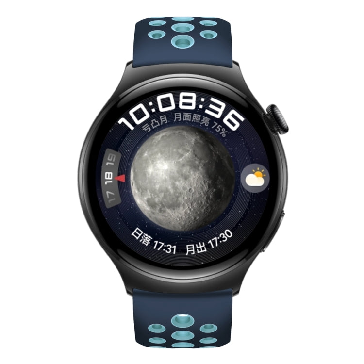 For Huawei Watch 4 Two Color Round Hole Silicone Watch Band(Lake Cyan) - Watch Bands by PMC TechLife | Online Shopping South Africa | PMC TechLife